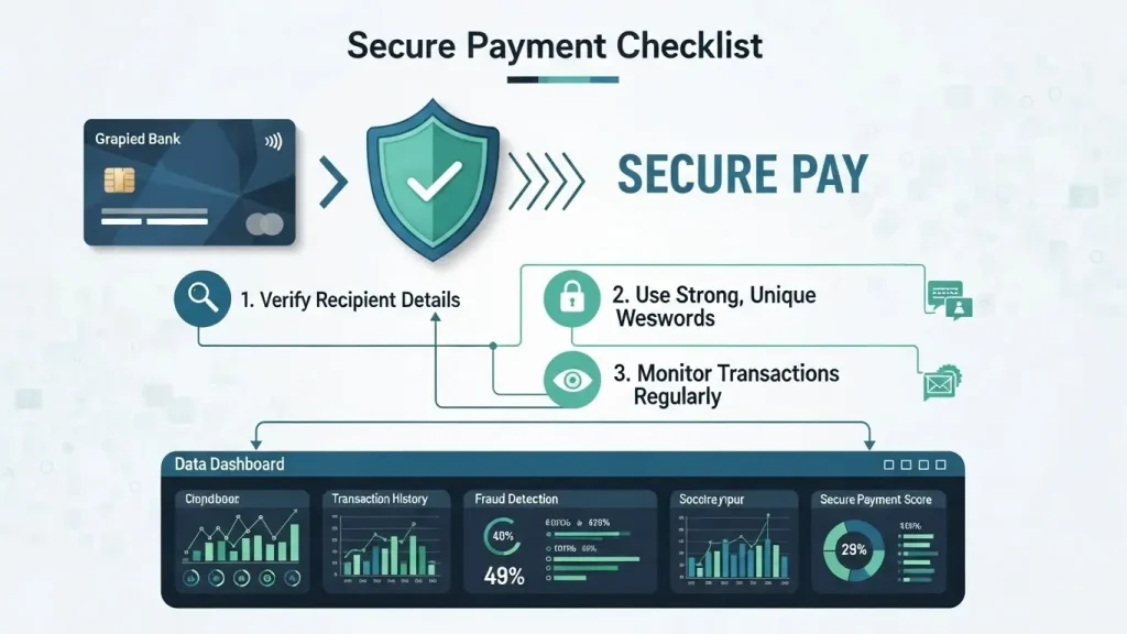 안전 결제 체크리스트를 담은 금융 인포그래픽