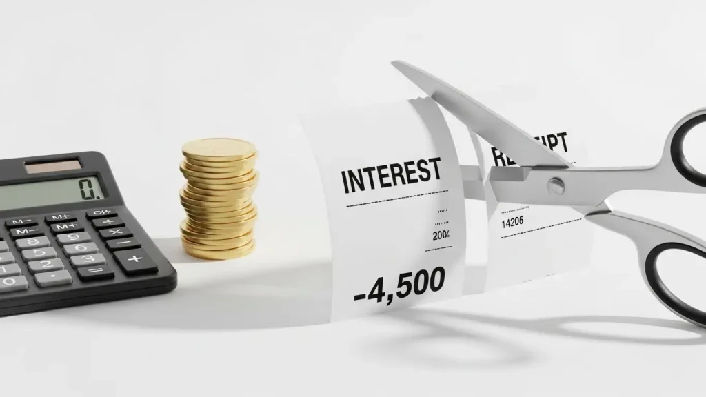 무이자 할부 혜택을 활용한 수수료 비용 절감 전략을 시각화한 일러스트